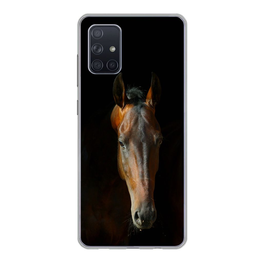MuchoWow Handyhülle Schutzhülle Hülle für Samsung Galaxy A51 5G Pferde - Tiere - Braun Silikon Softcase Handy Hülle - Abbildung
