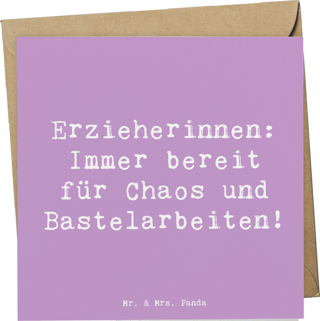 Mr. & Mrs. Panda Glückwunschkarte Spruch Erzieherin Chaos - Lavendeltraum - Geschenk, anlasskarte, Beruf, Geduld, Berufe, Geschenke für Berufstä...