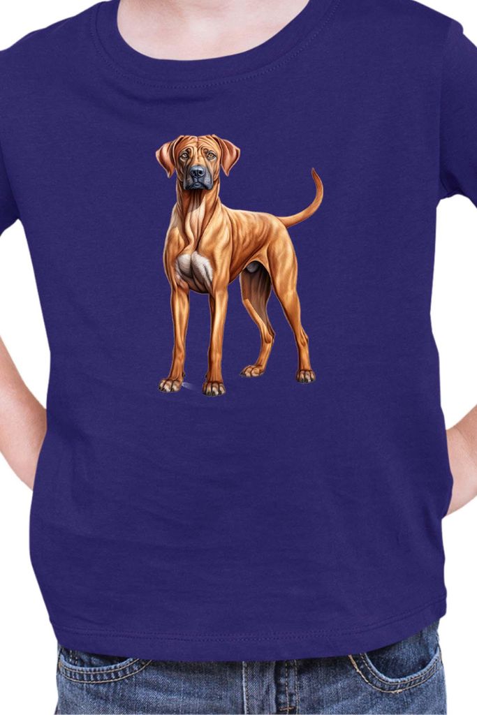 Kinder T-Shirt Dogs Breeds Rhodesian Ridgeback Dog Breed 005, 7-8 Jahr - 128 / Dunkelblau