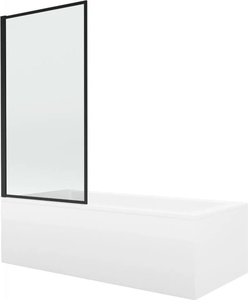 Mexen Cubik Baignoire 150 cm Design Industriel Noir avec Paroi et Tablier