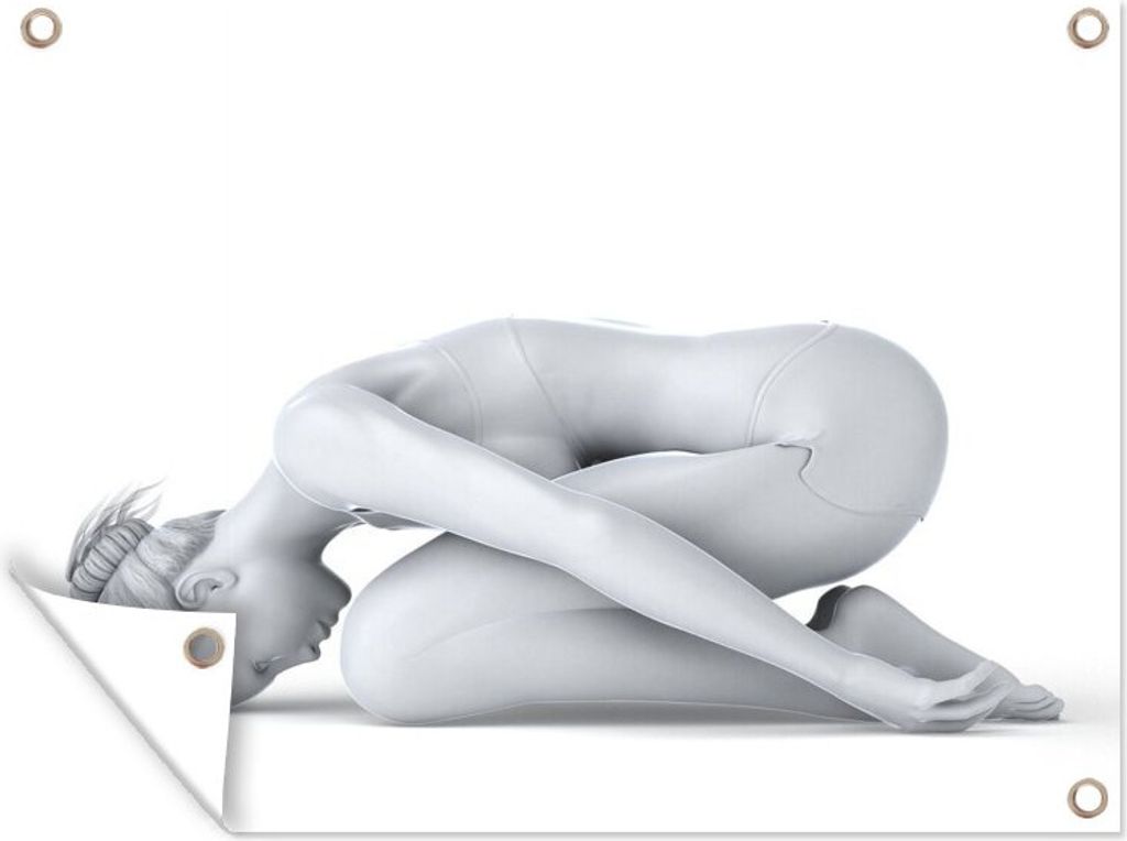MuchoWow 40x30 cm Outdoor-Poster Gartendeko Sichtschutz Garten Poster für den Garten Yoga - Grau - Frau