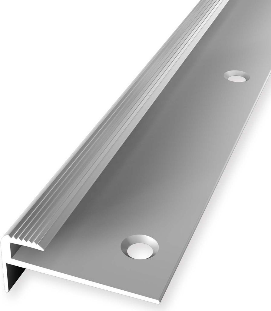 Treppenkantenprofil 15 x 30 x 2500 mm Treppenkante Winkelleiste Treppenprofil Aluminium eloxiert Geriffelt Versenkt Gebohrt Silber Küberit