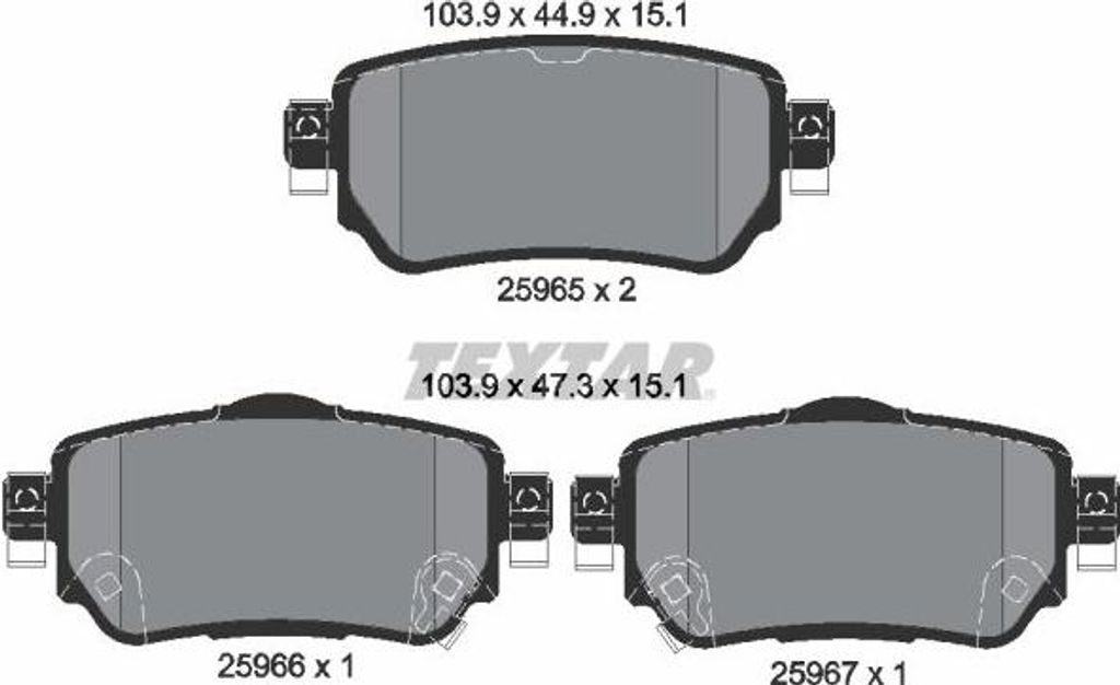 TEXTAR 2596501 Bremsbelagsatz, Scheibenbremse OE D40604CA0A kompatibel mit Koleos, Kadjar, X-Trail, Qashqai, Leaf