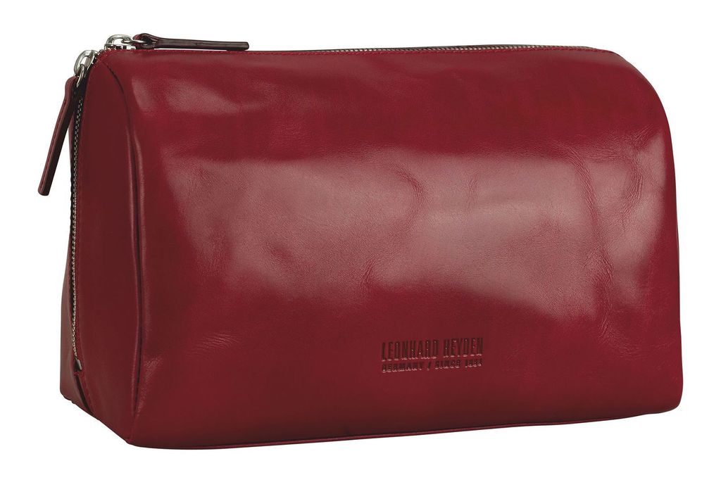 LEONHARD HEYDEN Leder Kulturbeutel Cambridge Toiletry Bag Red dunkelrot