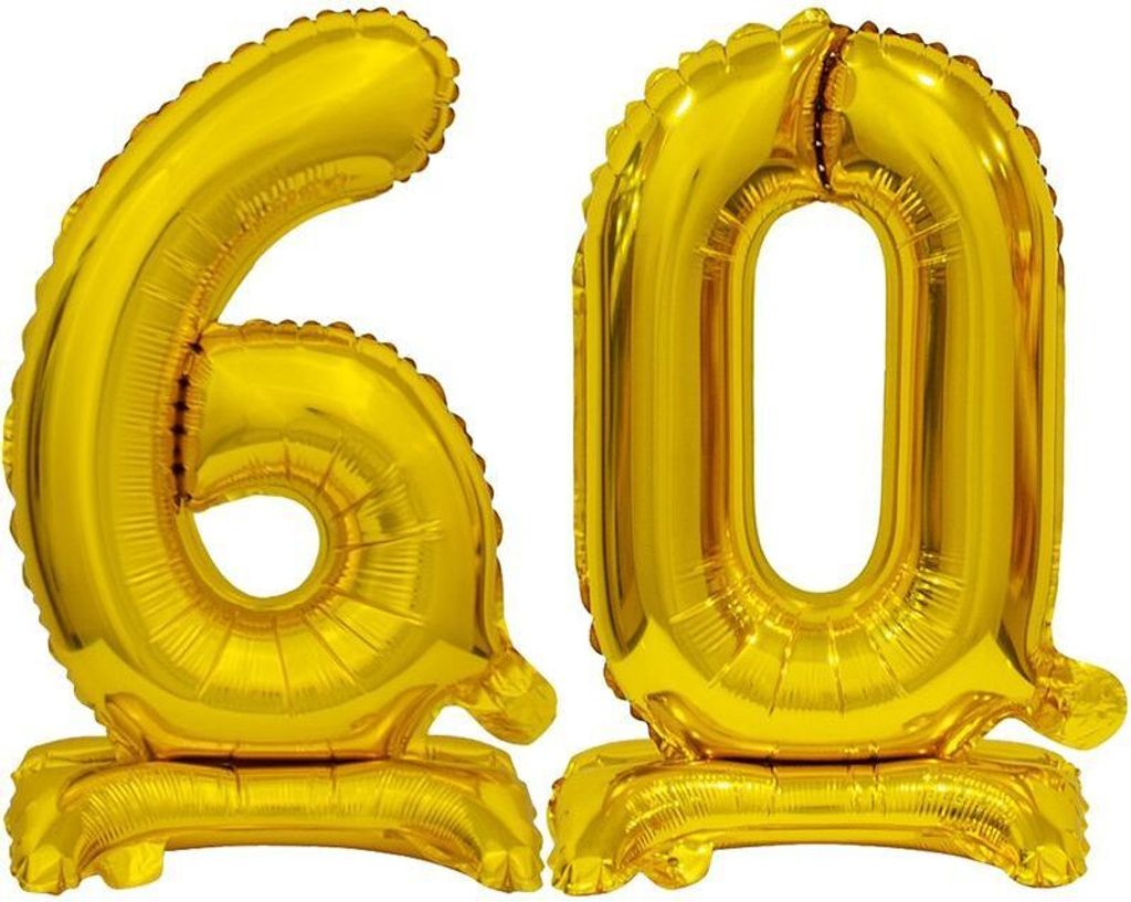 Stehender Folienballon Zahl 60 gold 38 cm 60. Geburtstag Produktbild 