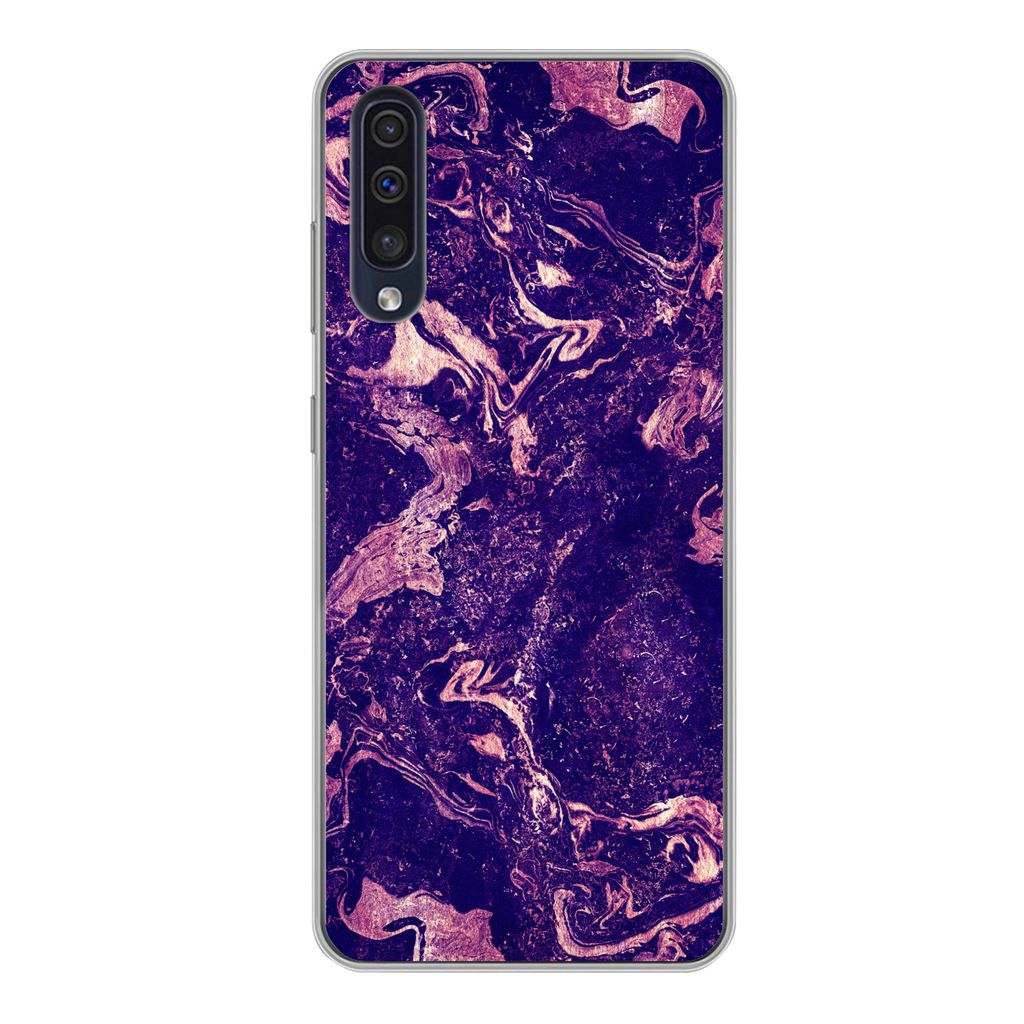 MuchoWow Handyhülle Schutzhülle Hülle für Samsung Galaxy A50 Marmor - Naturstein - Mineralien Silikon Softcase Handy Hülle - Mobiltelefonhülle