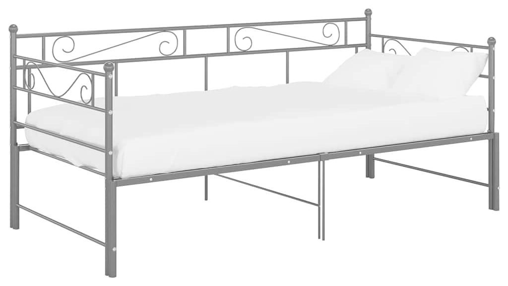 vidaXL Tagesbett Ausziehbar Grau Metall 90x200 cm Produktbild 