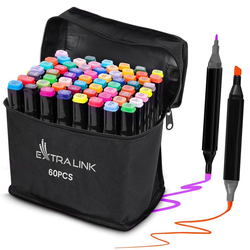 Extralink Set Pennarelli Alcol 60 Colori, Marker Disegno Immagine del prodotto 
