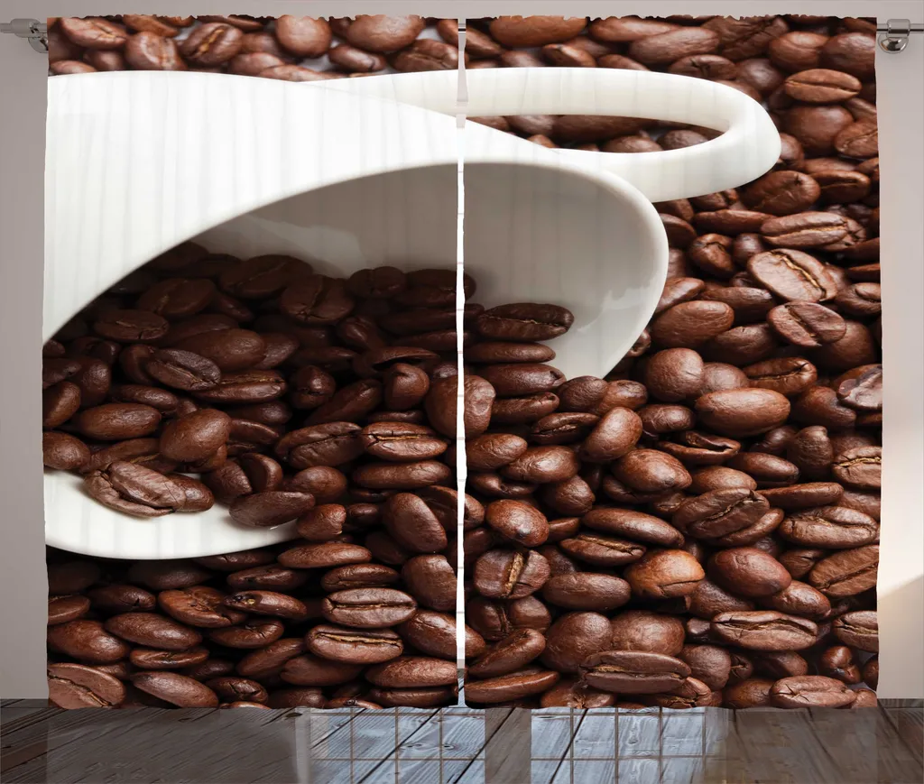 Rideau à fronces ABAKUHAUS motif grains de café rustique 280 x 225 cm