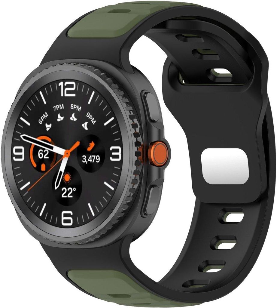 FFO2World Zweifarbiges Silikon-Uhrenarmband für Samsung Galaxy Watch 8/8 Classic (40/44/46 mm) – Sportlich, robust & komfortabel – Schwarz/Grün