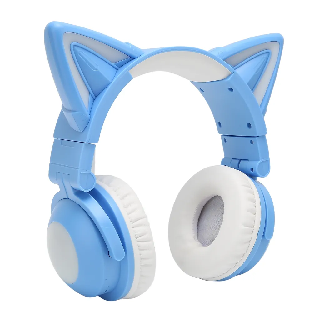 Casque Bluetooth Oreilles de Chat LED Stéréo sans Fil pour Enfants Rose