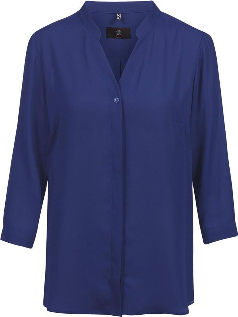 Greiff CHIFFON Damen Chiffon-Bluse 3/4-Arm V-Neck Regular Marine 54