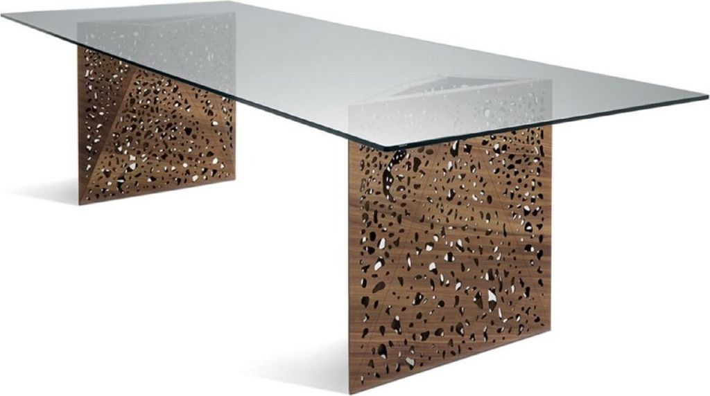 Casa Padrino Luxus Esstisch mit Glasplatte und LED Beleuchtung Braun 250 cm - Italy