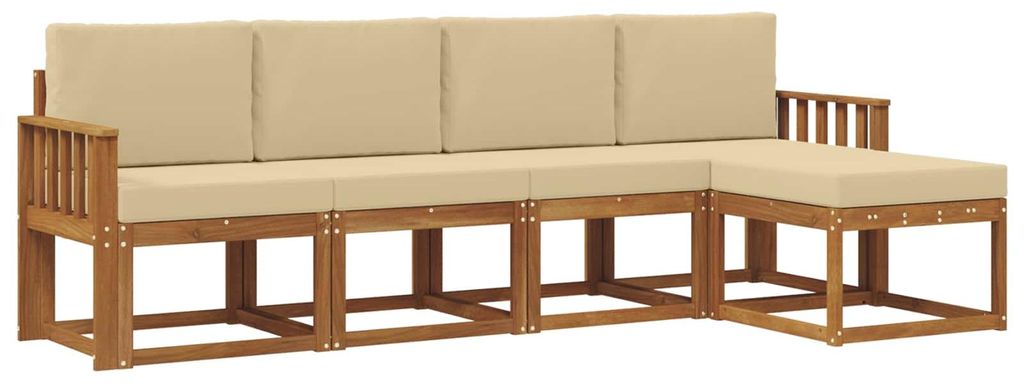 vidaXL Outdoor-Sofagarnitur 5 pcs Natur und Beige Massivholz Akazie