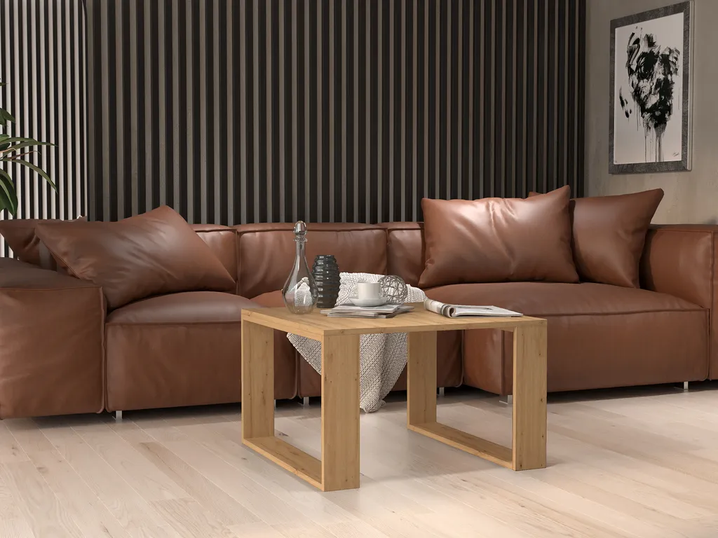 Table Basse LAUREN MINI Chêne Artisanal - Style Industriel 60cm