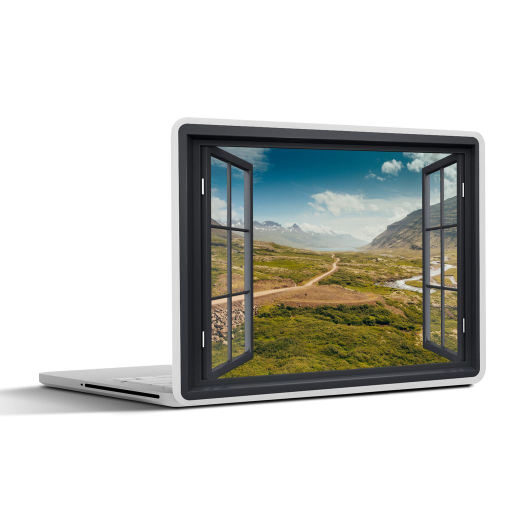 MuchoWow Laptop Aufkleber Sticker Cover Aussicht - Berg - Weg 30x22 cm - Laptop-Sticker