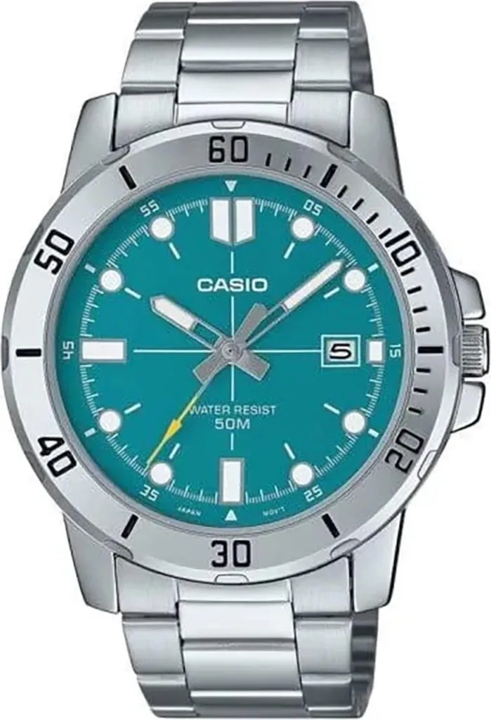 Montre Casio MTPVD01D3E2 Cadran Vert et Index Lumineux Haute Qualité
