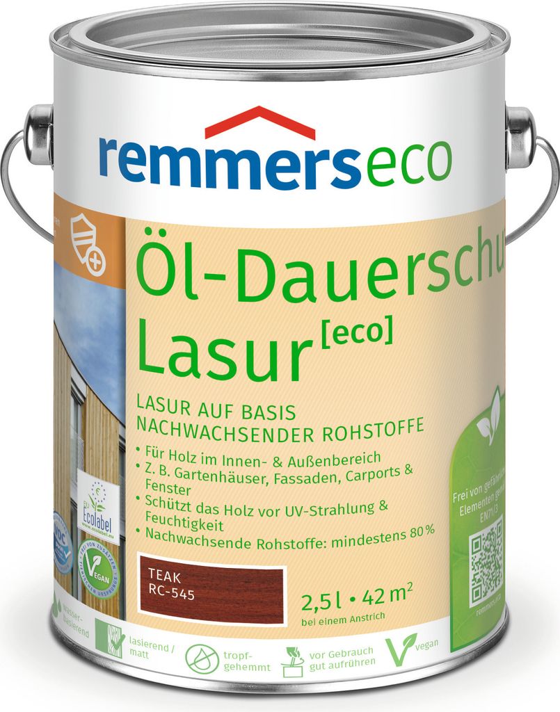 Remmers Öl-Dauerschutz-Lasur [eco] teak, 2,5 Liter, Öko Produktbild 