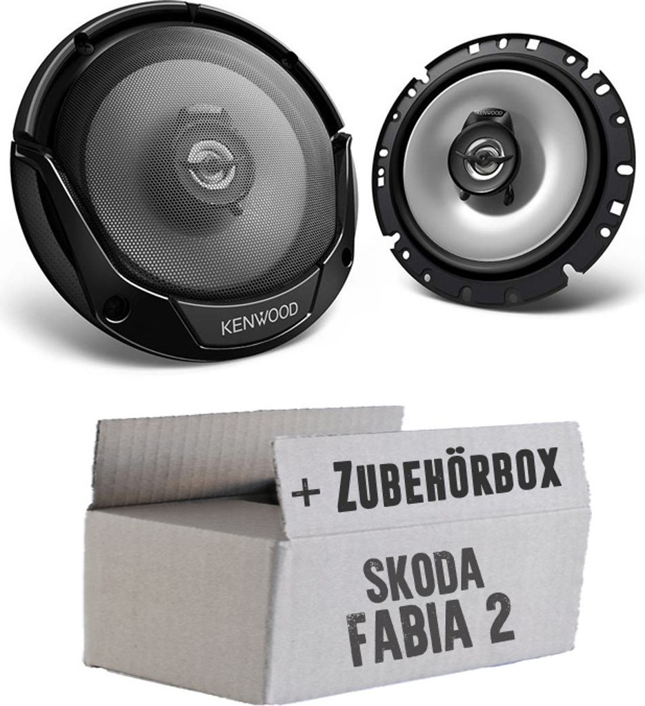 Lautsprecher Boxen Kenwood KFC-S1766 - 16,5cm 2-Wege Koaxialsystem Auto Einbausatz - Einbauset passend für Skoda Fabia 2 5J Front Heck - justSOUND