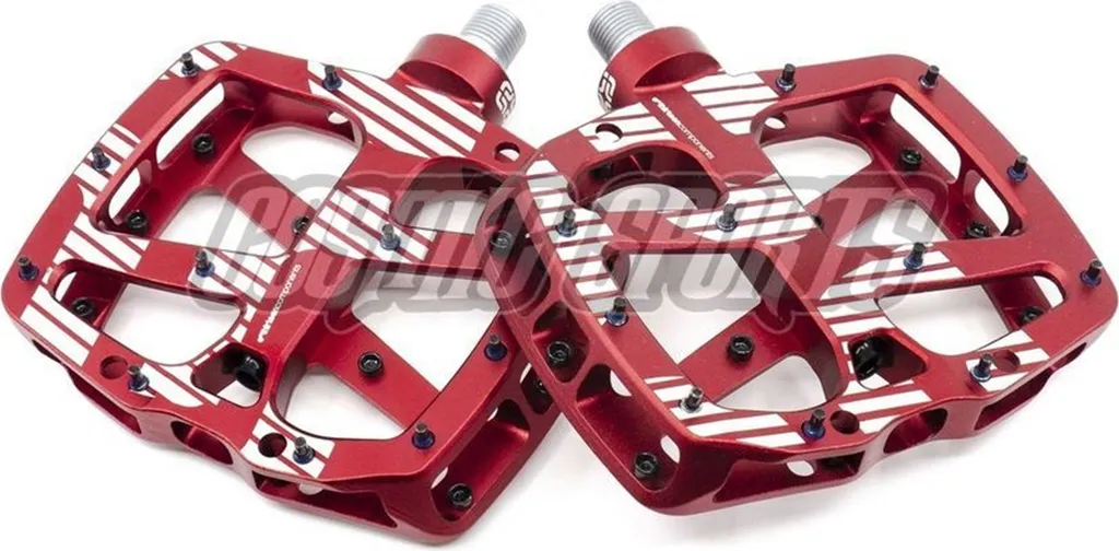 Pédales plates VTT alu rouge GripMax Pro pour vélo de descente