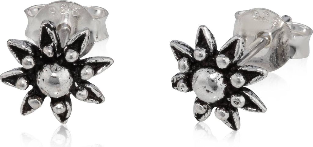 Paar Sonne Ohrstecker 925 Silber Oxidiert Ohrschmuck 6mm Kleine Ohrringe