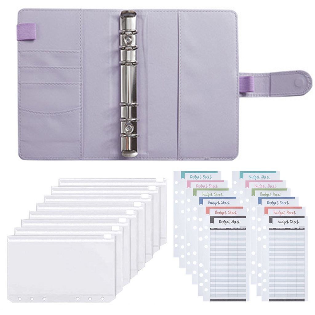 1 Set Binder Notebook mit Reißverschluss Taschen Budgetblätter reibungsloser Schreiben tragbarer multifunktionaler Aufnahme Kunstleder A6 Noteboo...