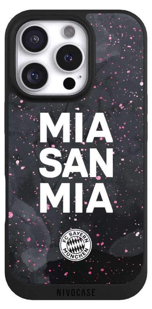 NIVOCASE Handyhülle für Apple iPhone 16 Pro Hülle NIVOpure Case Schwarz FC Bayern München Mia San Mia Girl Style