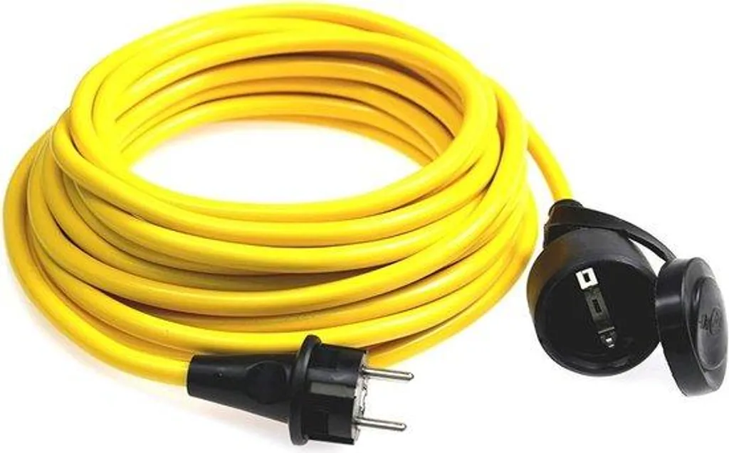 Câble électrique extérieur IP44 jaune 15m 16A avec clapet de protection