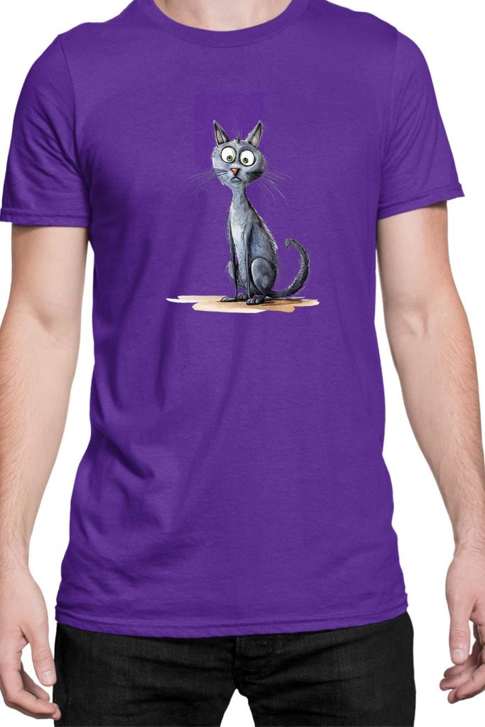 Herren T-Shirt Funny Cats Breeds Korat Cat, Man L / Lila