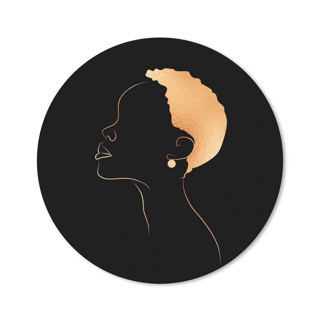 MuchoWow Mauspad Mousepad Frau - Schwarz und Gold - Strichzeichnung 20x20 cm - Mousepads - Maus Mat - Pad - Mausunterlage - Schreibtischmatte