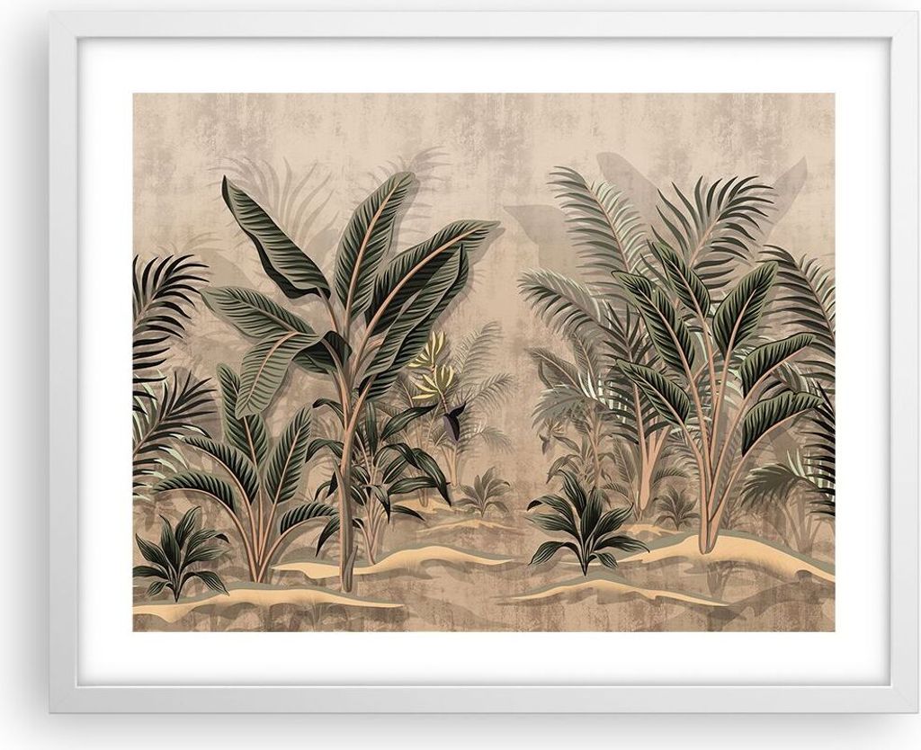 Gerahmtes Poster - Weißer Rahmen - Wald Blatt Baum - 50x40 cm - Wand Bild - Wanddeko - Wandbilder - Kunstposter - Wandposter - Bilderrahmen - Bild...