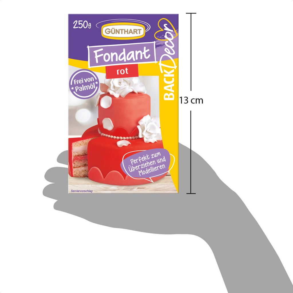 BackDecor Fondant rot, 2 x 250 gr | Palmölfrei | Reißfest