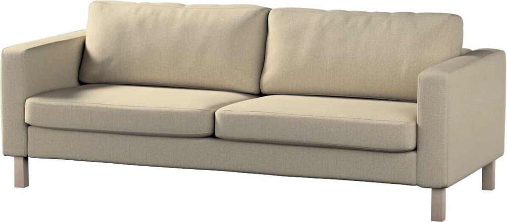 Dekoria Bezug für Karlstad 3-Sitzer Sofa nicht ausklappbar, kurz, beige- grau, Bezug für Karlstad