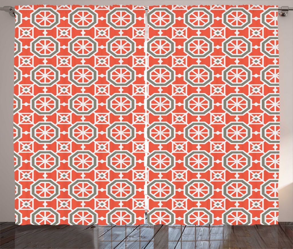 ABAKUHAUS arabisch Rustikaler Vorhang, Marokkanische Mosaik Kunst-Motiv, Wohnzimmer Universalband Gardinen mit Schlaufen und Haken, 280 x 225 cm, G...