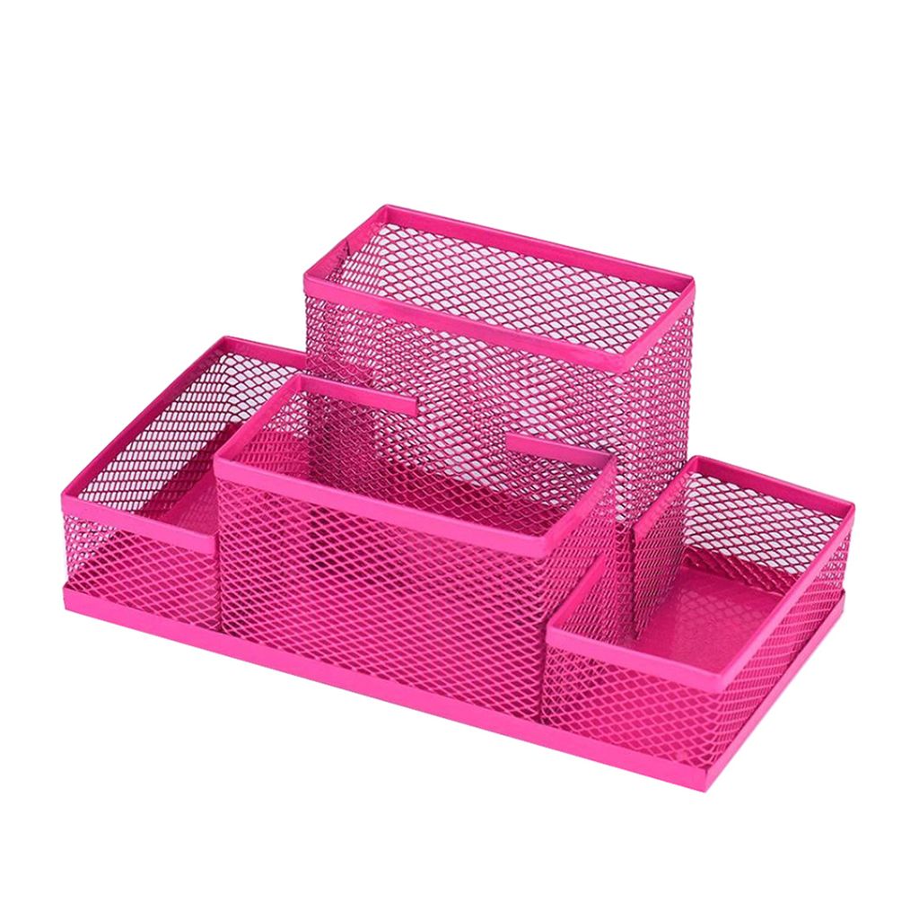 Iron Mesh Home Office Stift Stifte Halter Desk Stationerie Aufbewahrungsorganisator Box-Heißes Rosa