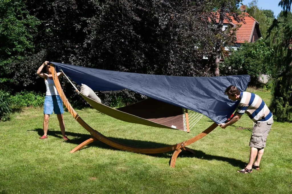 MacaMex Support Hamac avec Couverture Bleue 380 cm réglable robuste - 6