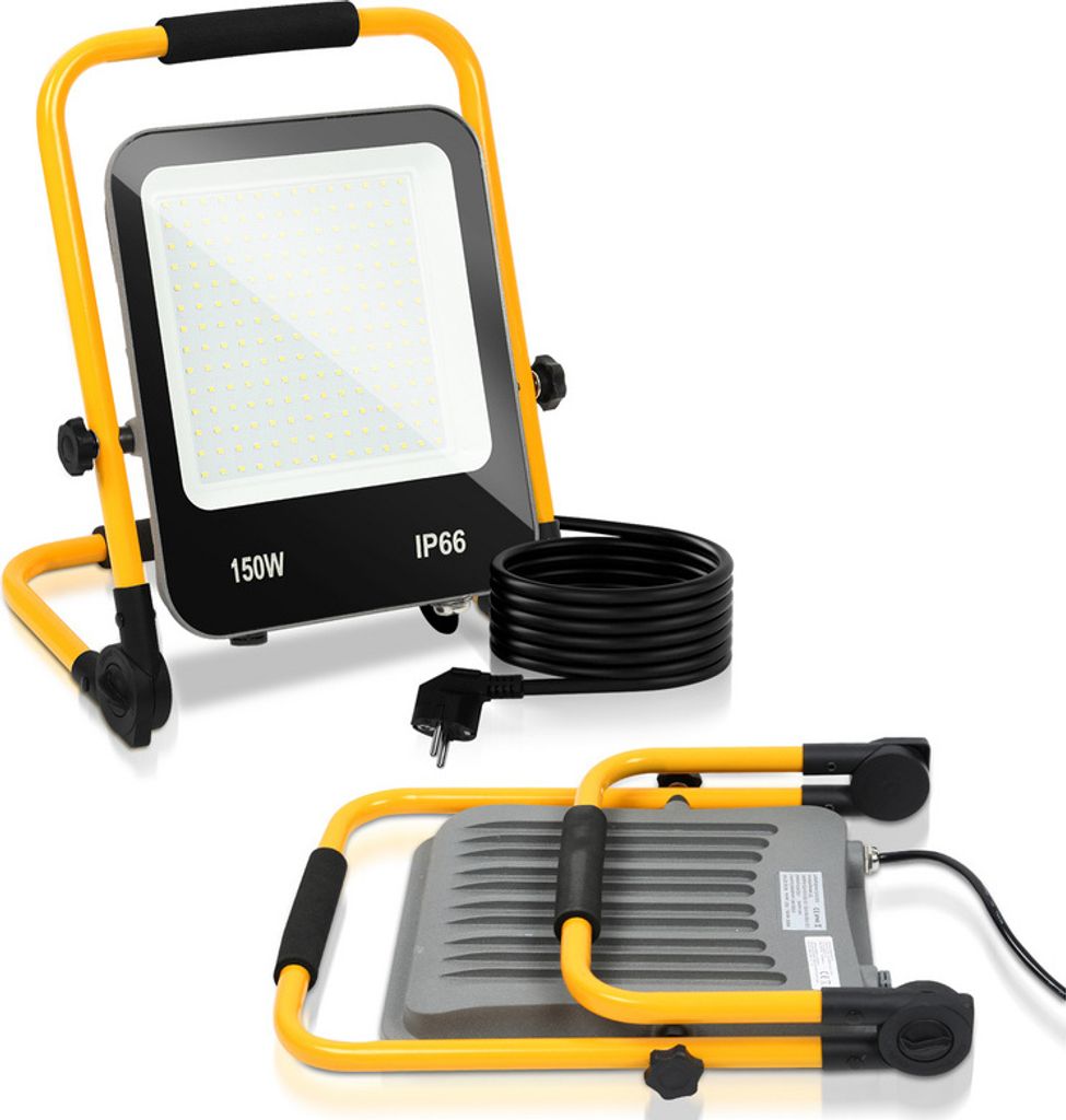 Clanmacy LED Baustrahler 150W Kaltweiß Arbeitsleuchte Bauscheinwerfer Austellenlampe LED Fluter Floodlight