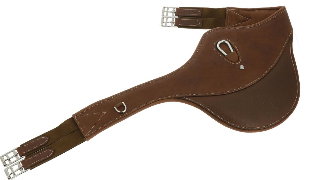 ERIC THOMAS FITTER Sattelgurt mit Stollenschutz Rindsleder , Farbe:havana, Größe: 125 cm