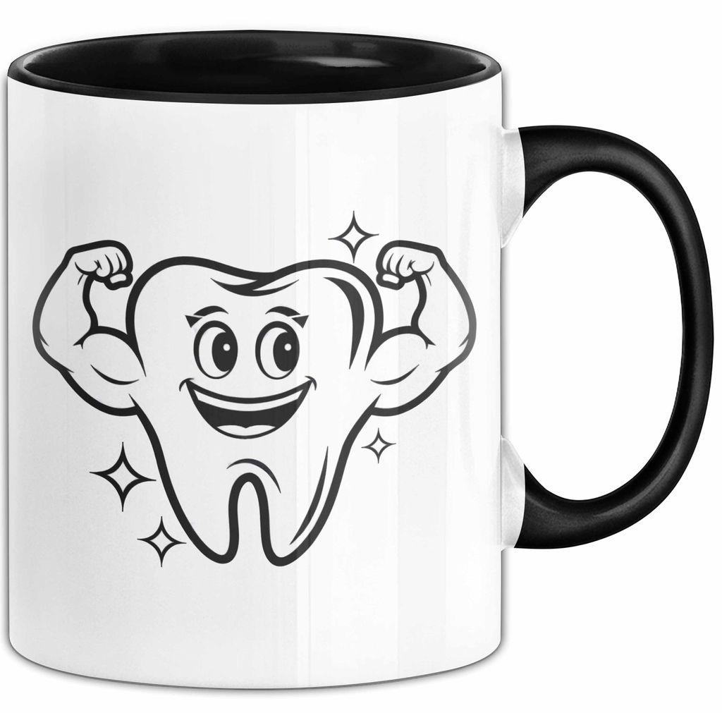 Zahnarzt Tasse Geschenkidee Zahnarzthelferin Lustiger Spruch Geschenkidee Lustig (Schwarz)