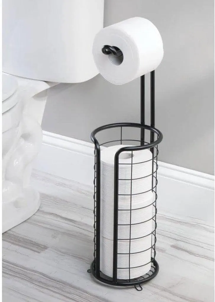 Support papier toilette noir mat autoportant avec réserve 3 rouleaux