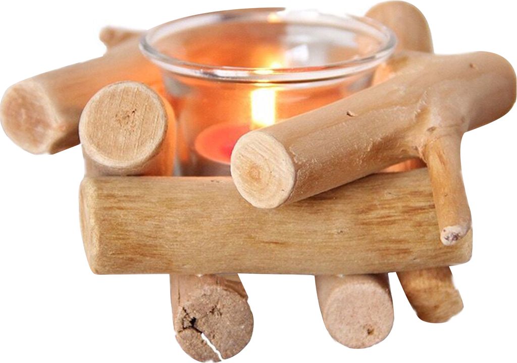Kerzenständer aus Treibholz, handgefertigt, Teelichthalter aus Holz, rustikale Kerzenschale für Zuhause, Wohnzimmer, Schlafzimmer, Küche, Dekora...