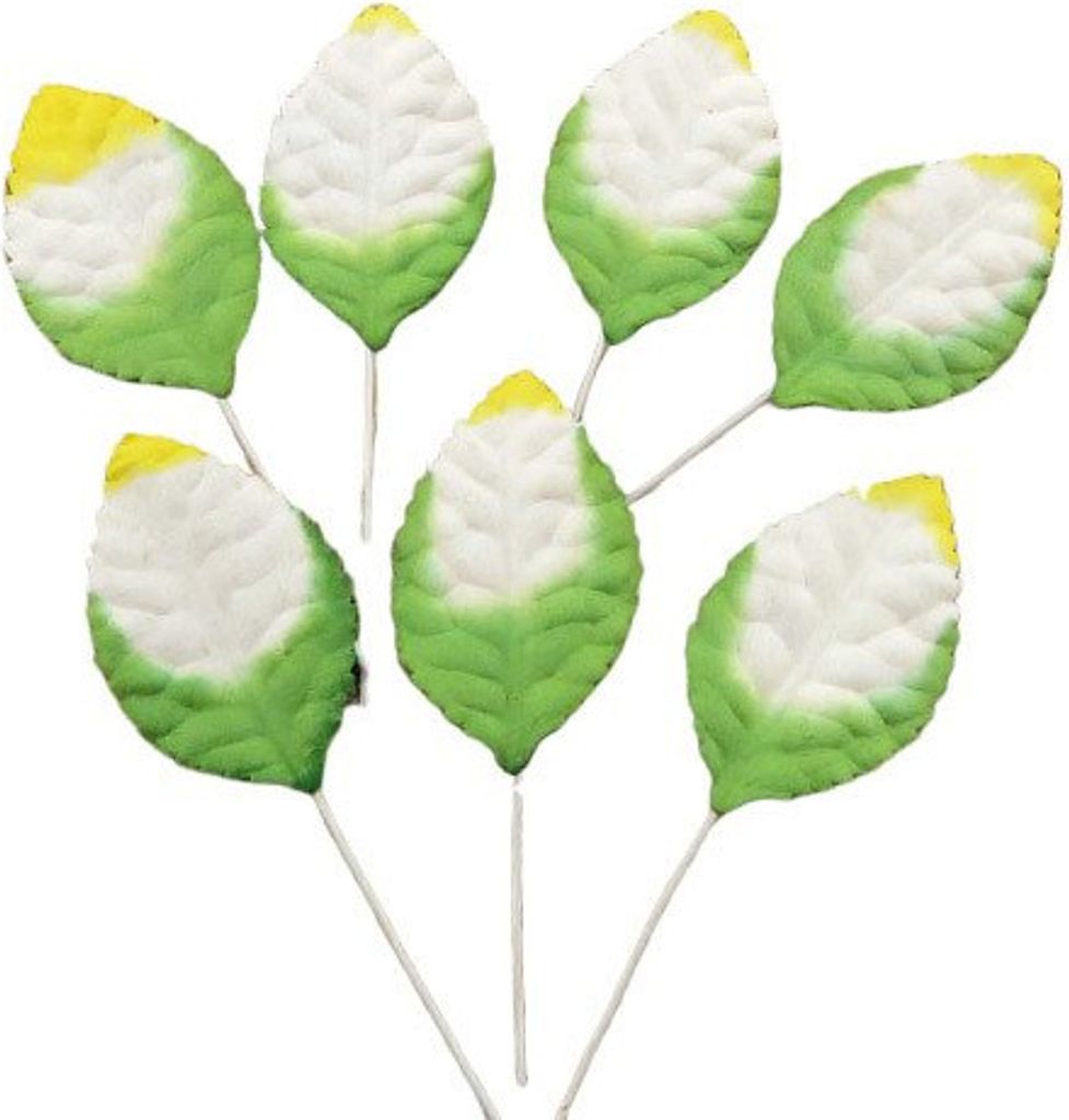BLÄTTER Scrapbooking LEAVES Maulbeerpapier 40 mm gelb-grün 100 Stück