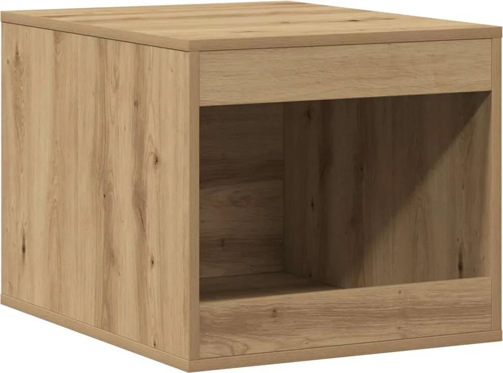 Cache-litière design pour chat en bois chêne 47x59x42 cm pour salon