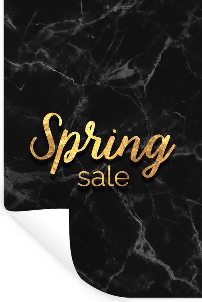 MuchoWow Wandtattoo Wandsticker Wandaufkleber Verkauf - Frühling - Gold - Marmor 60x90 cm Selbstklebend und Repositionierbar - Sticker - Dekorfolie
