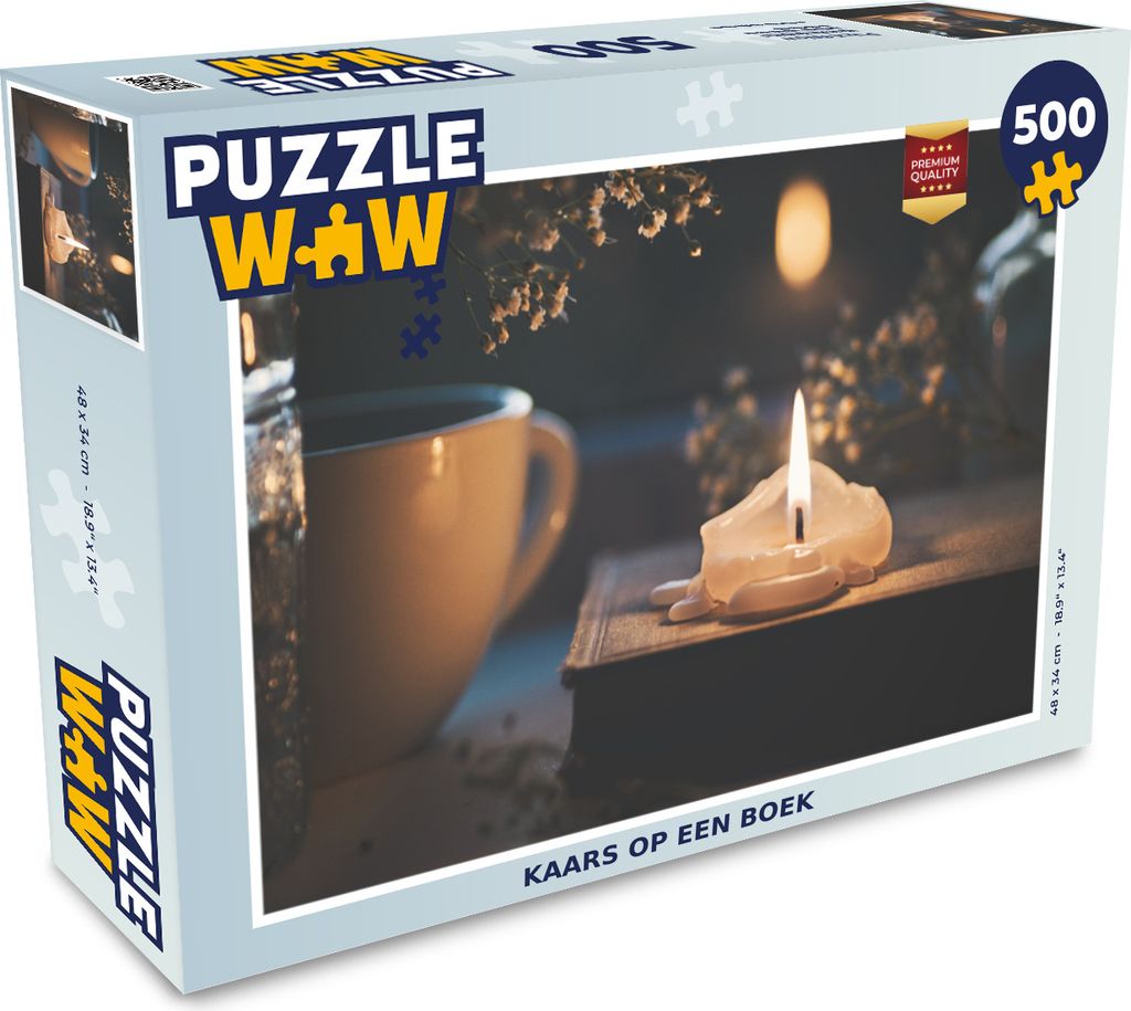 MuchoWow Puzzle 500 Teile Kerze auf einem Buch - 500 Teile - Kinder - Selberbauen - Puzzlespiele