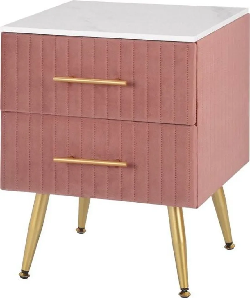 Table de chevet pour chambre d'enfant rose - Meuble de nuit rétro MDF