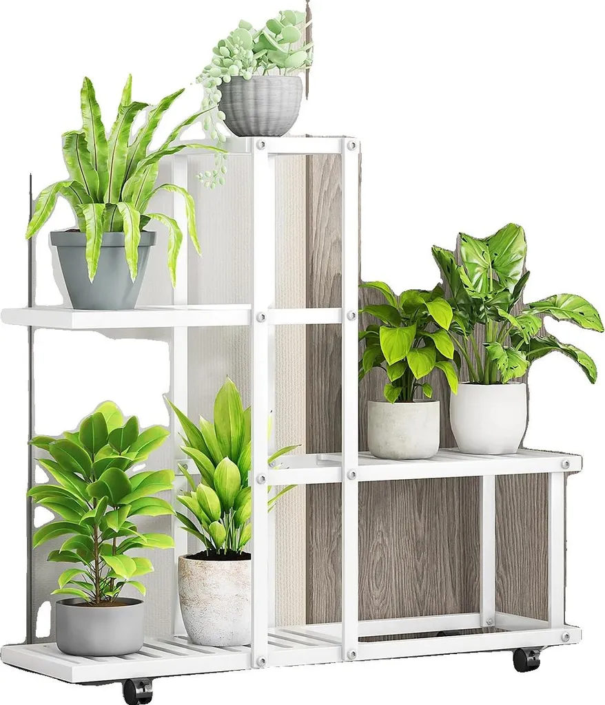 Support plantes multicouche blanc durable H9035 - Design portable 90cm
