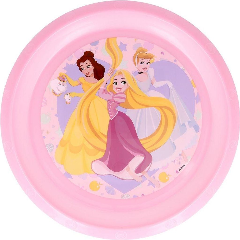 Tataway Disney Rosa Flacher Teller für Mädchen aus Kunststoff Prinzessinnen, stoßfest und wiederverwendbar