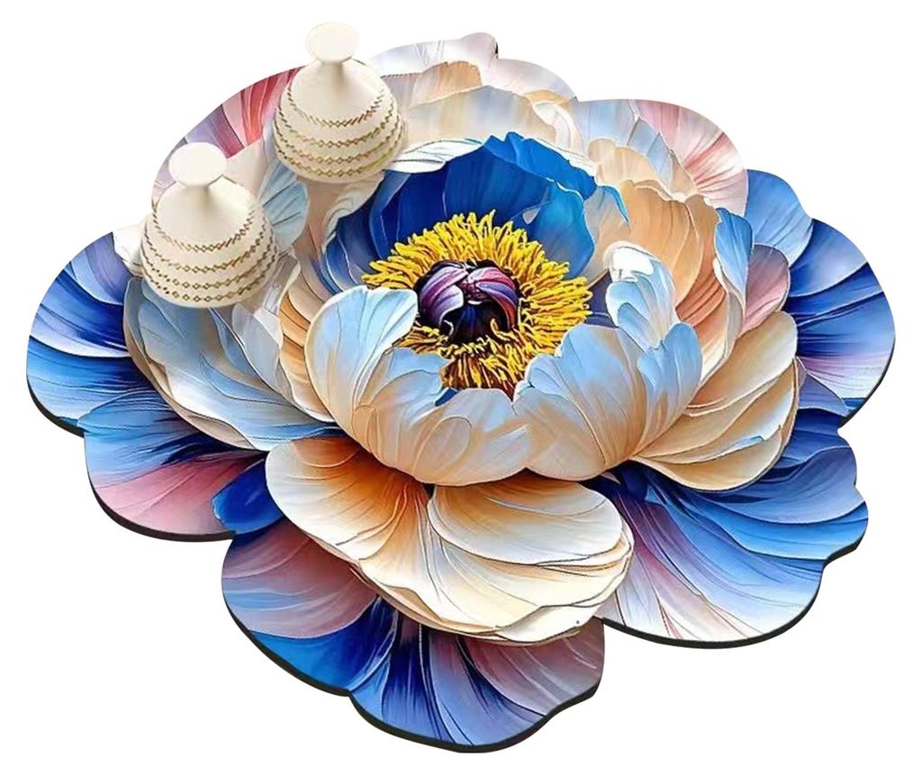 3D-Geschirrtrockenmatte, saugfähig, wiederverwendbar, waschbar, rutschfest, mit Blumenmuster, für die Küchenarbeitsplatte