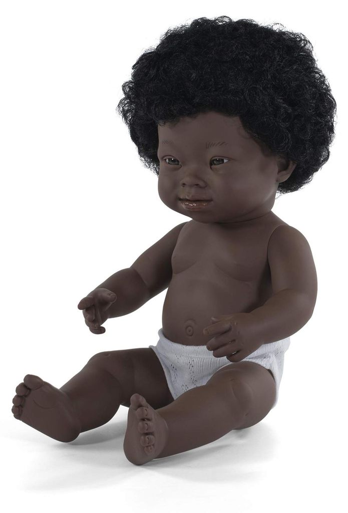 Miniland, Afrikaans meisje, 38 cm, met Downsyndroom, Productafbeelding 